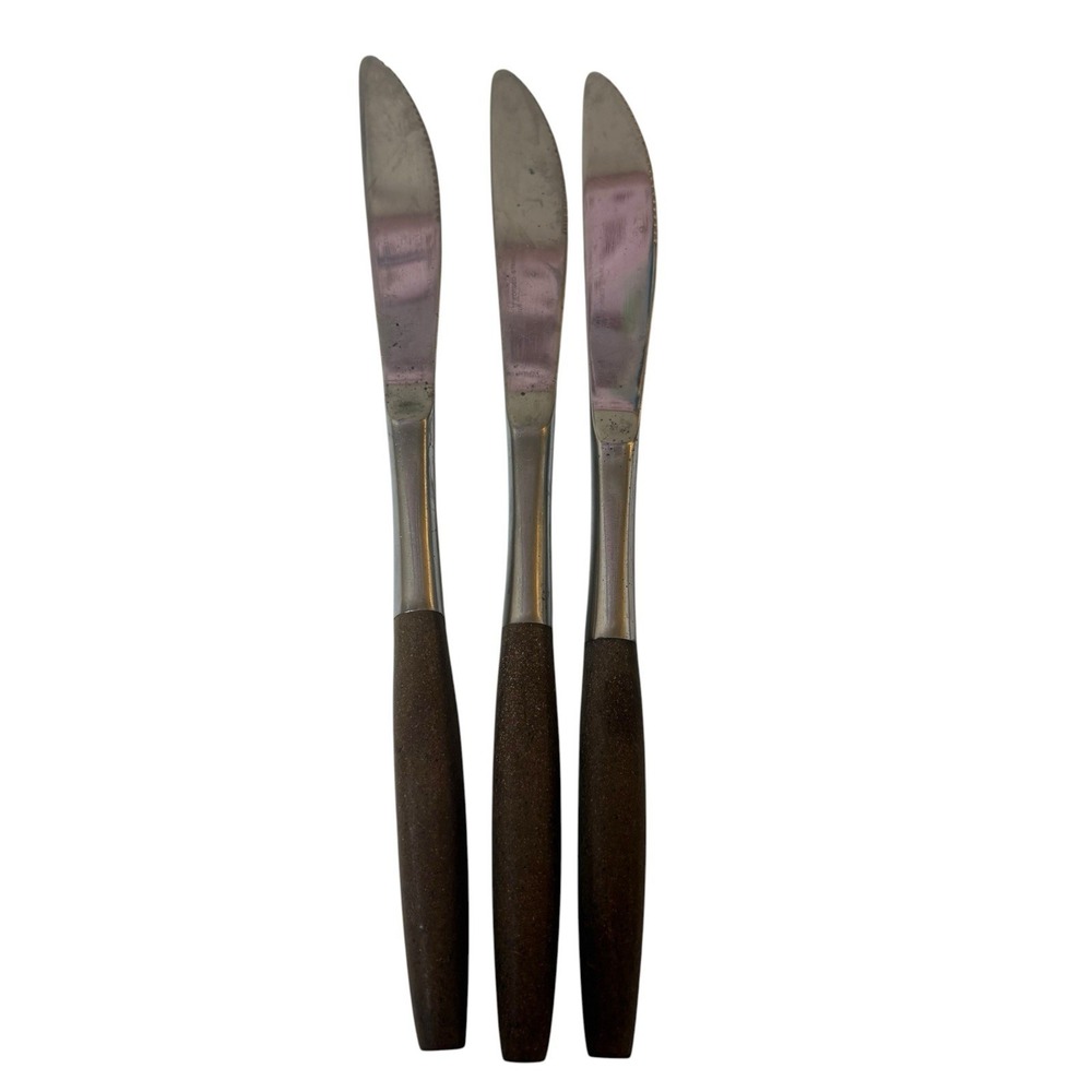 Lot of 3 MCM Wood-Handle Flatware ECKO ETERNA Japan Knife